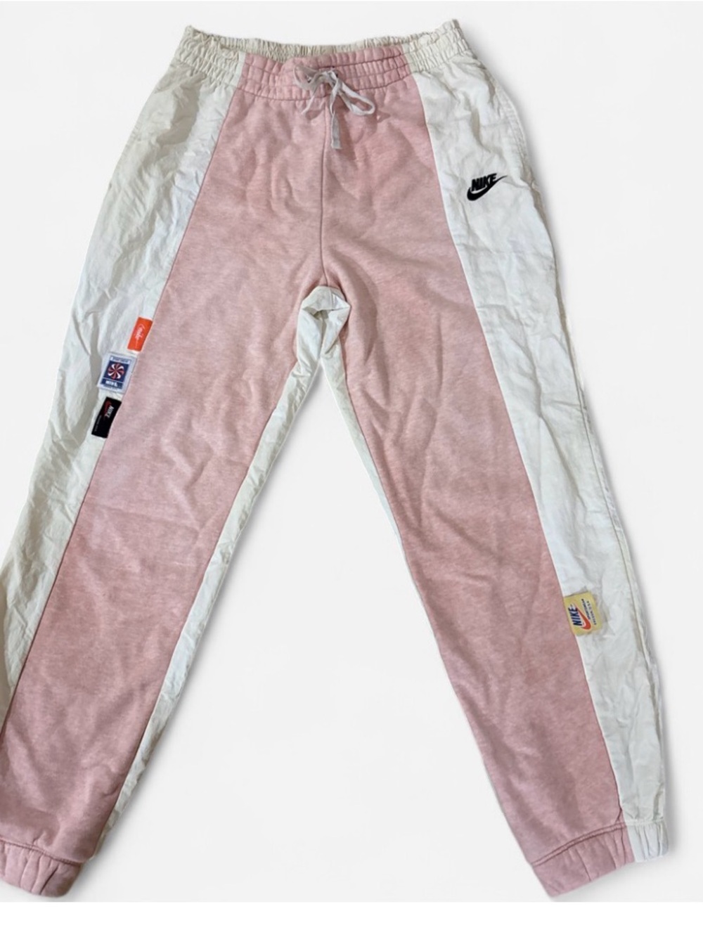 Nike Pink and White Panel Joggers Athletic Sweatpants for Women